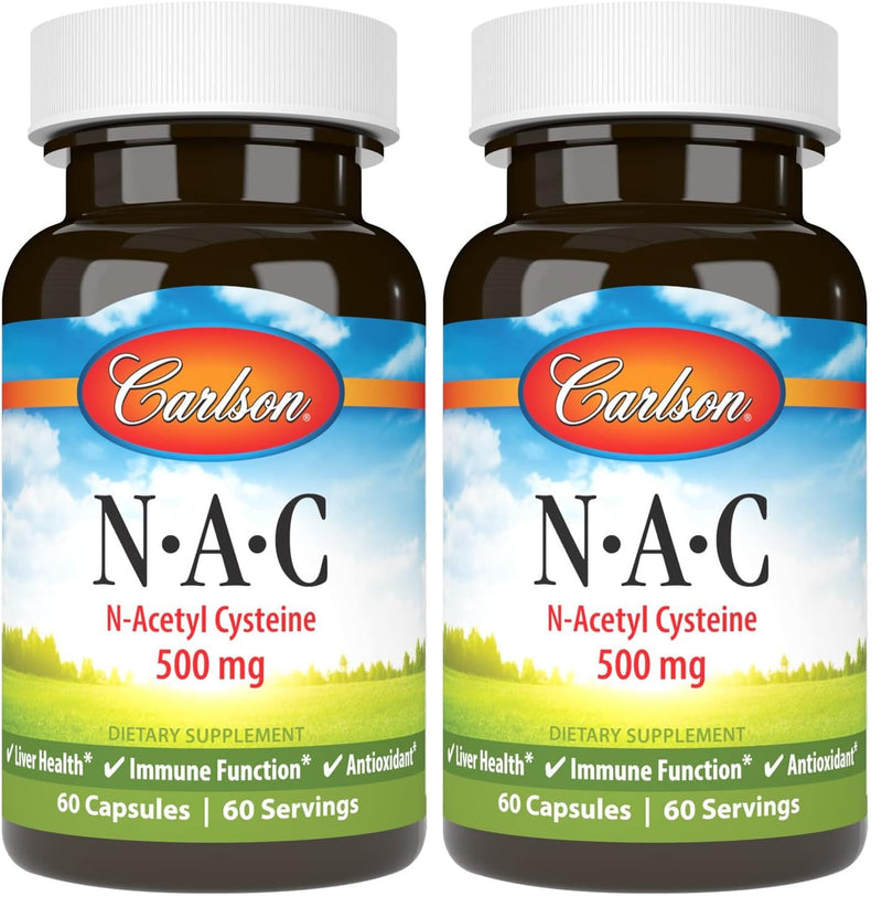 Carlson Labs NAC N-Acetyl Cysteine 500mg – 60 Capsules (Pack of 2)