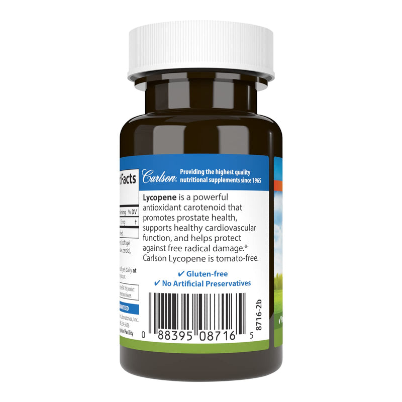 Carlson Lycopene 15 mg – Tomato-Free Prostate Health & Circulation Support (60 Softgels, Pack of 2)