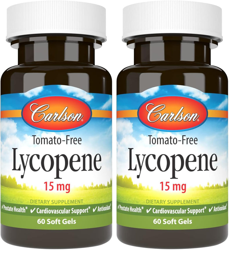 Carlson Lycopene 15 mg – Tomato-Free Prostate Health & Circulation Support (60 Softgels, Pack of 2)