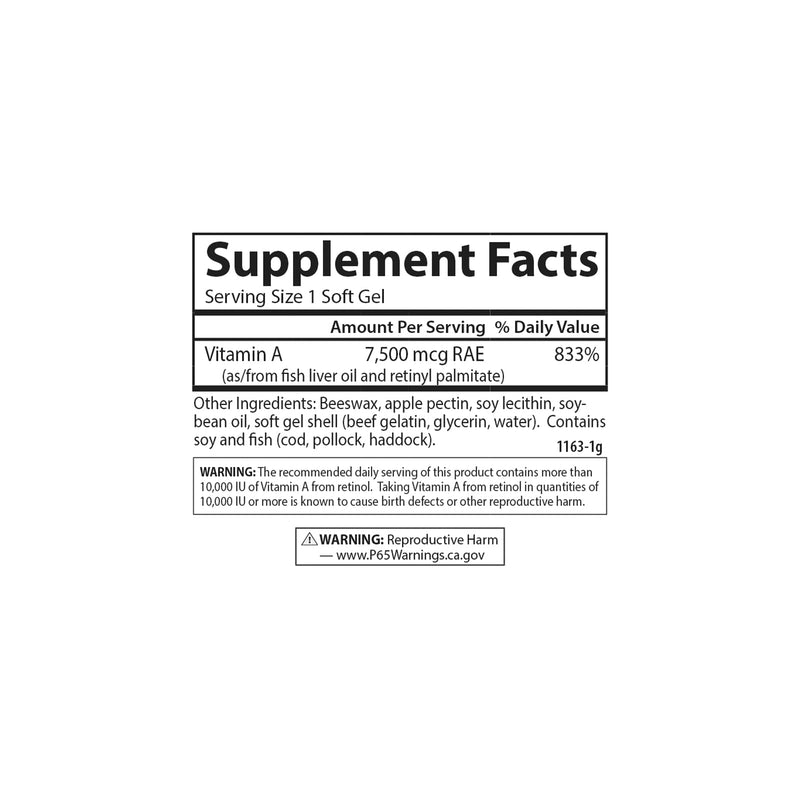 Carlson Vitamin A 25000 IU with Pectin – Vision Health (300 Softgels)