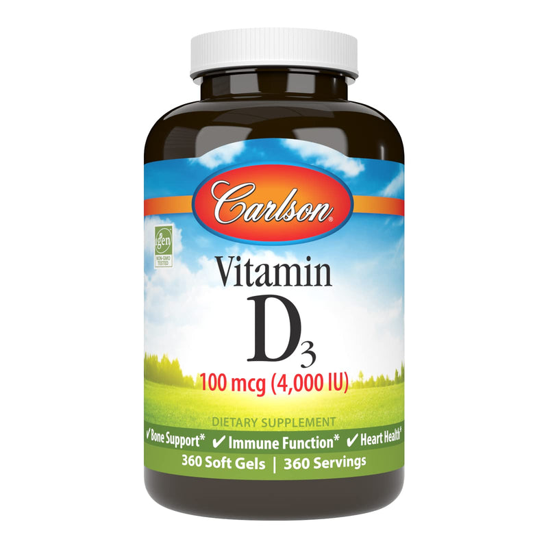 Carlson Vitamin D3 4000 IU Soft Gels – Immune & Bone Health (360 Softgels)