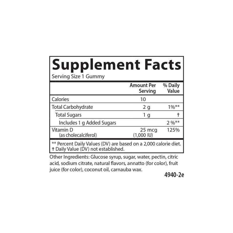 Carlson Vitamin D3 Gummies 1000 IU – Bone Health & Immune Support (Pack of 2, 60 Veg Gummies)