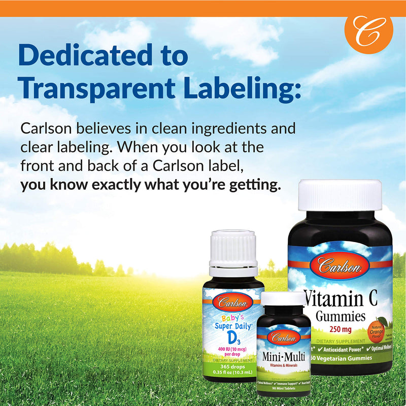 Carlson Vitamin D3 + K2 (50 mcg/2000 IU) – Bone Support, 30 Capsules