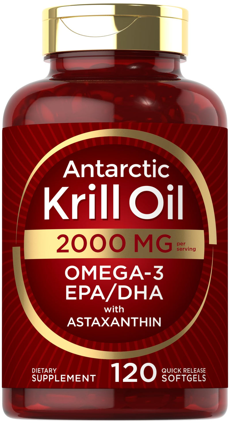 Carlyle Antarctic Krill Oil 2000 mg | 120 Softgels | Omega-3 EPA/DHA + Astaxanthin | Lab Tested