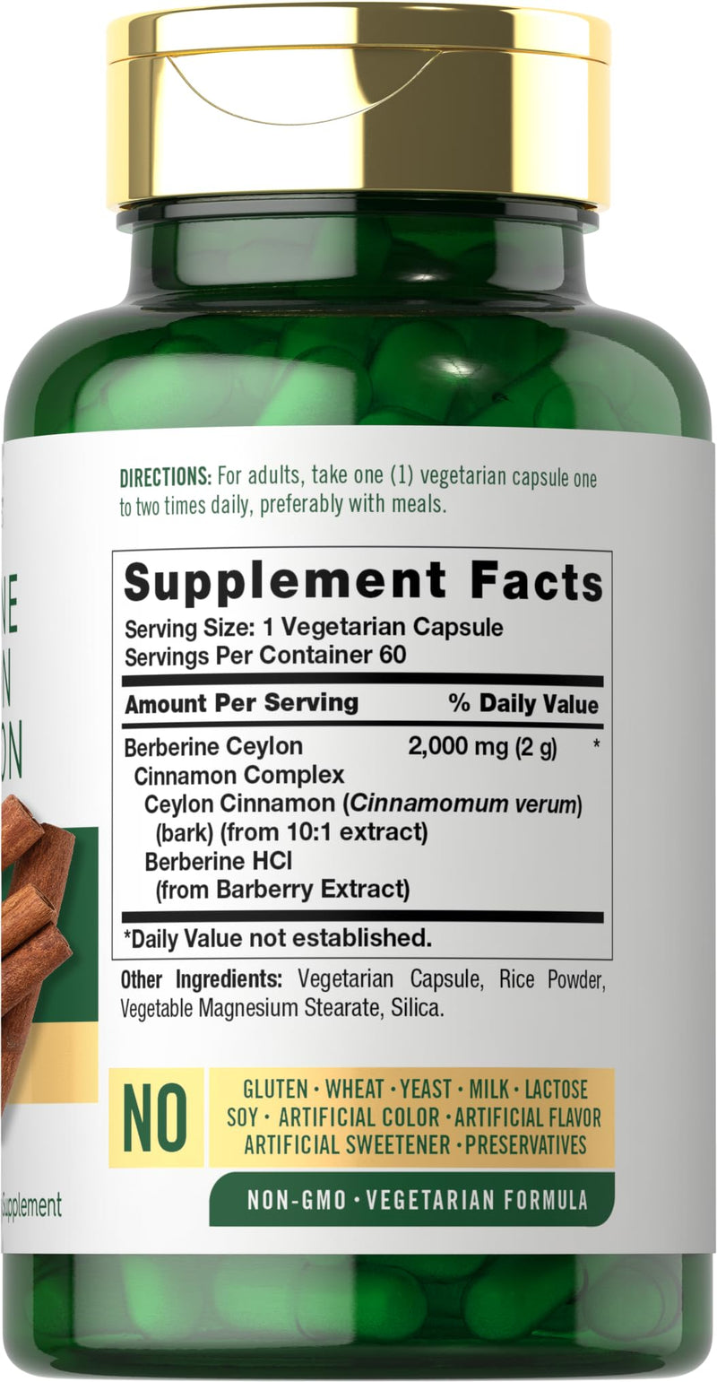Carlyle Berberine with Ceylon Cinnamon - 2000mg Complex, 60 Capsules | Vegetarian, Non-GMO, Gluten Free