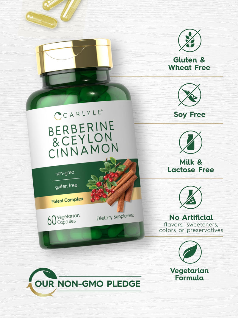 Carlyle Berberine with Ceylon Cinnamon - 2000mg Complex, 60 Capsules | Vegetarian, Non-GMO, Gluten Free