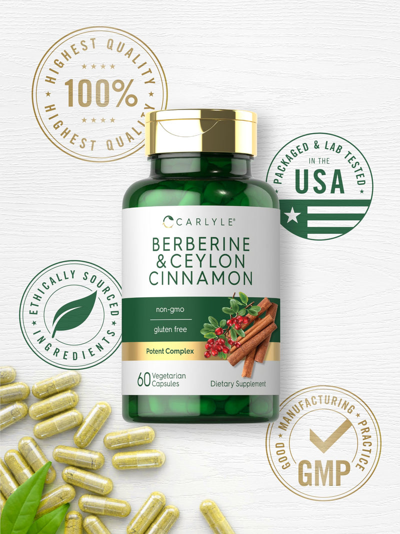 Carlyle Berberine with Ceylon Cinnamon 2000mg | 60 Capsules | Vegetarian, Non-GMO, Gluten Free (Pack of 2)