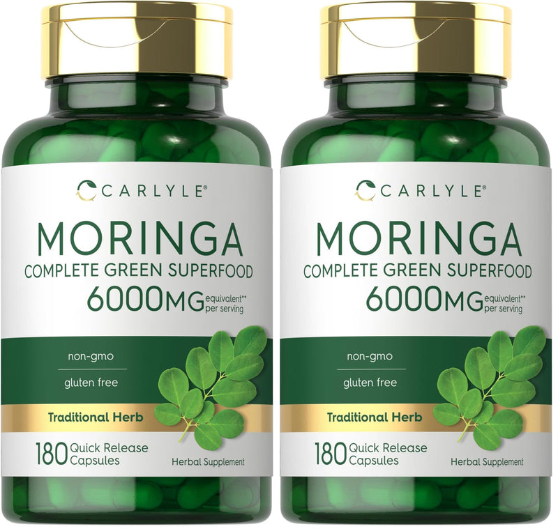 Carlyle Moringa Oleifera 180 Capsules – Non-GMO, Gluten Free Green Superfood (Pack of 2)