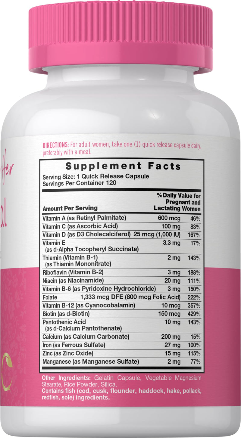 Carlyle Prenatal Vitamins for Women – 120 Capsules | Multivitamin & Mineral Formula with Folic Acid | Non-GMO & Gluten Free