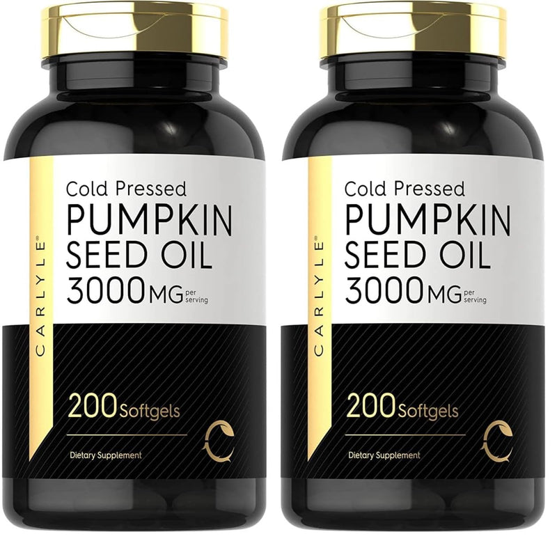 Carlyle Pumpkin Seed Oil 3000mg - 200 Softgels - Non-GMO, Gluten Free, Cold-Pressed - Pack of 2
