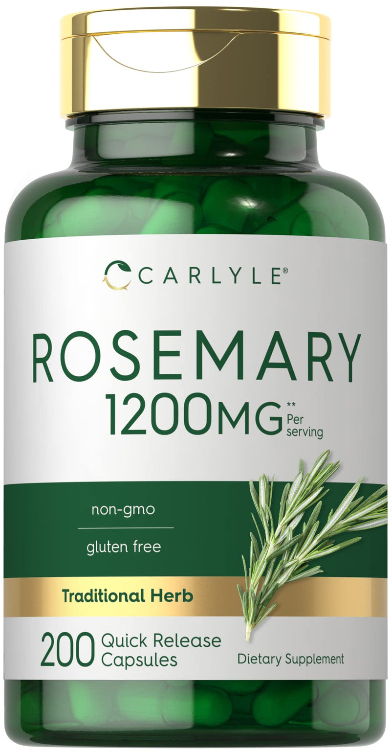 Carlyle Rosemary Capsules 1200mg | 200 Count | Non-GMO & Gluten-Free Extract