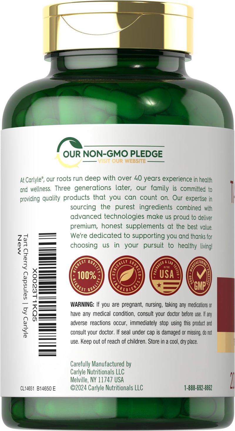 Carlyle Tart Cherry Capsules – 10,500mg, Pack of 2 | Non-GMO, Gluten Free | Tart Cherry Juice Extract