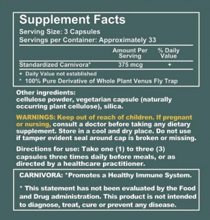 Carnivora Vegi-Caps - Gluten Free, Vegan Capsules for Immune Support (100 Capsules)