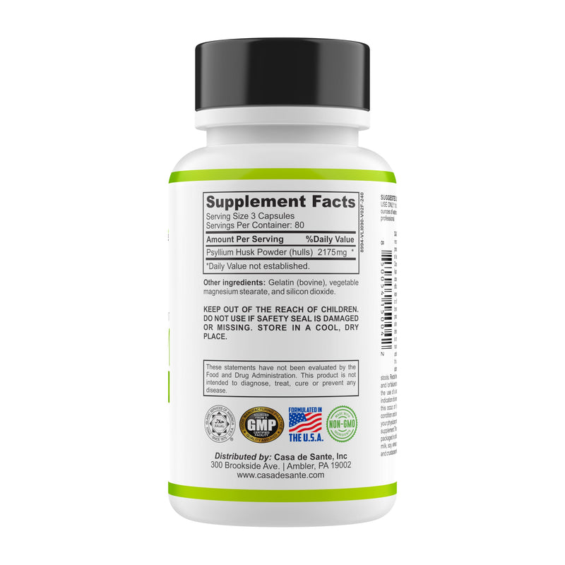 Casa de Sante Psyllium Husk Powder – Organic, Non-GMO, Low FODMAP Fiber