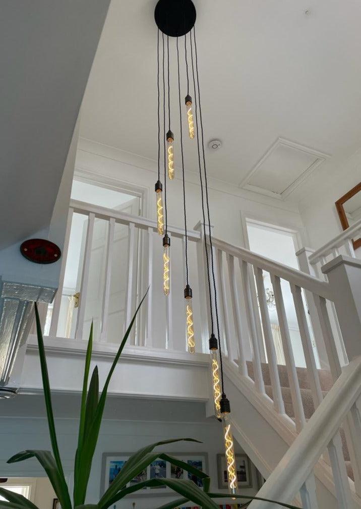 Spiral Cascade Chandelier | Stairwell & High Ceiling Lighting UK