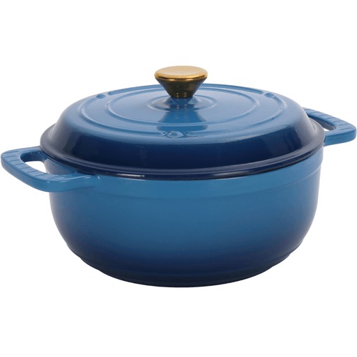 Cast iron 6QT cooking pot - Gradient blue - Includes two silicone gloves - Enamel pot - InStock
