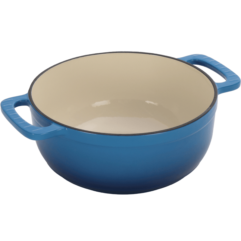 Cast iron 6QT cooking pot - Gradient blue - Includes two silicone gloves - Enamel pot - InStock