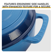 Cast iron 6QT cooking pot - Gradient blue - Includes two silicone gloves - Enamel pot - InStock
