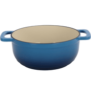 Cast iron 6QT cooking pot - Gradient blue - Includes two silicone gloves - Enamel pot - InStock