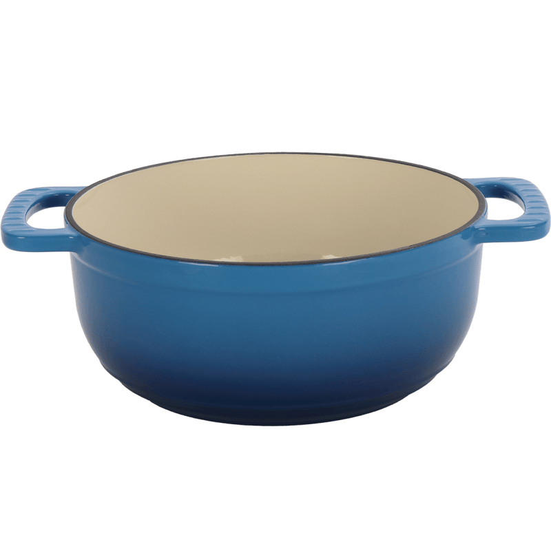 Cast iron 6QT cooking pot - Gradient blue - Includes two silicone gloves - Enamel pot - InStock