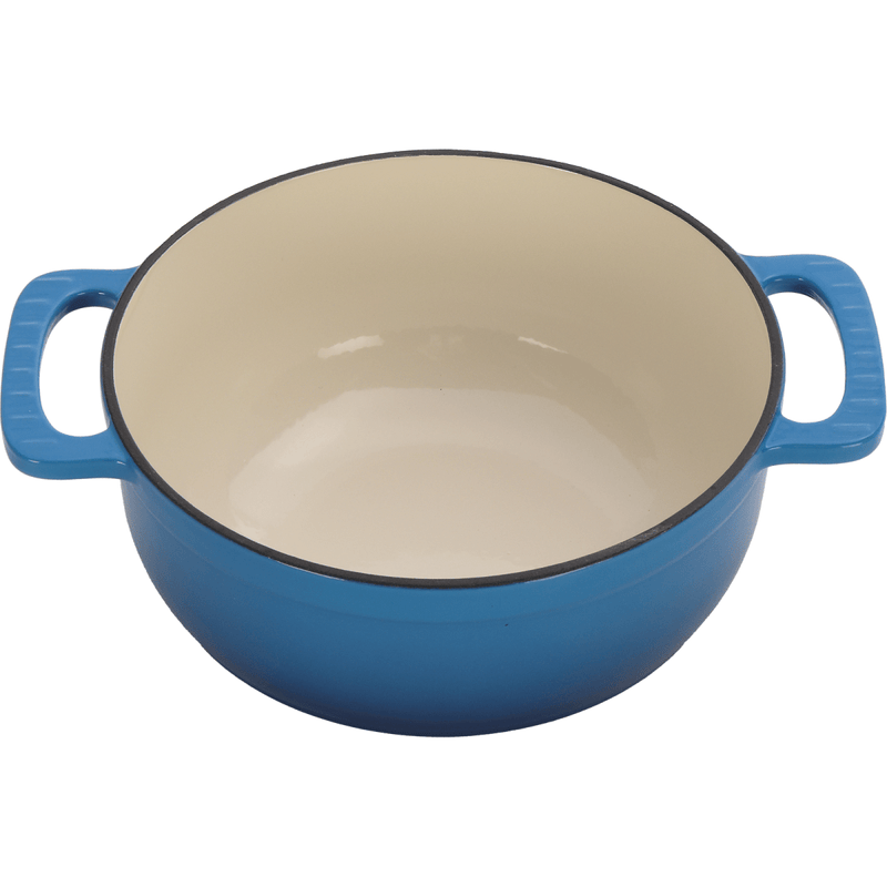 Cast iron 6QT cooking pot - Gradient blue - Includes two silicone gloves - Enamel pot - InStock