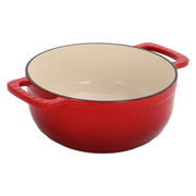 Cast iron 6QT cooking pot - Gradient red - Includes two silicone gloves - Enamel pot - InStock