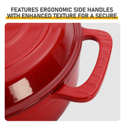Cast iron 6QT cooking pot - Gradient red - Includes two silicone gloves - Enamel pot - InStock