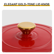 Cast iron 6QT cooking pot - Gradient red - Includes two silicone gloves - Enamel pot - InStock