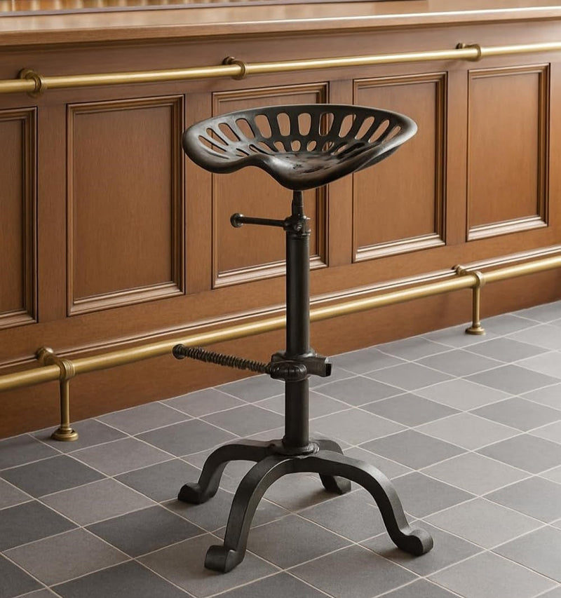 Cast Iron Brown Bar Stool – Rustic Industrial Kitchen & Bar Seating