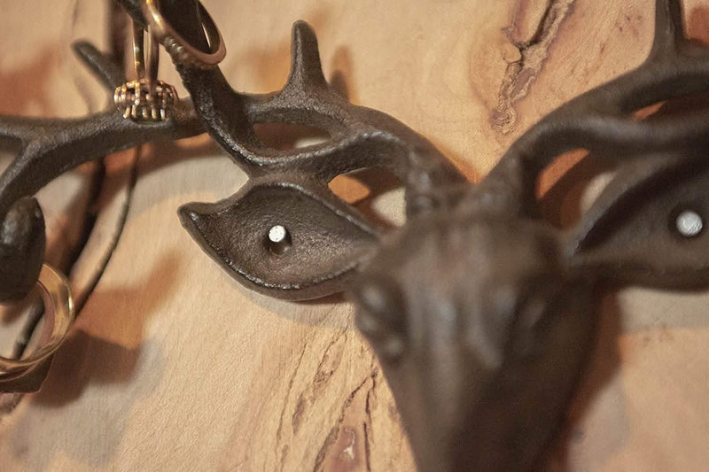 Cast Iron Stag Head Wall Hooks Deer Coat and Key Holder