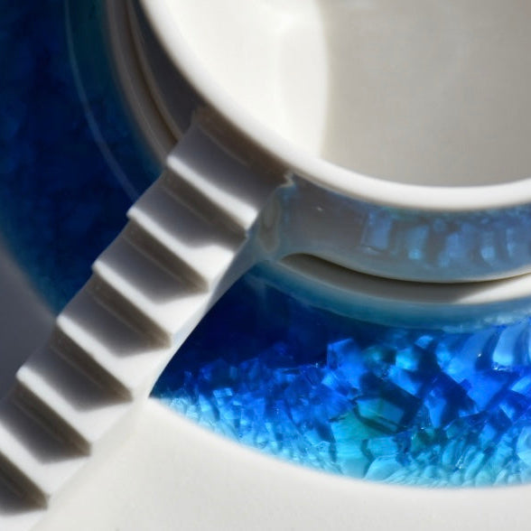CASTLE COFFEE SET (blue glass moat)