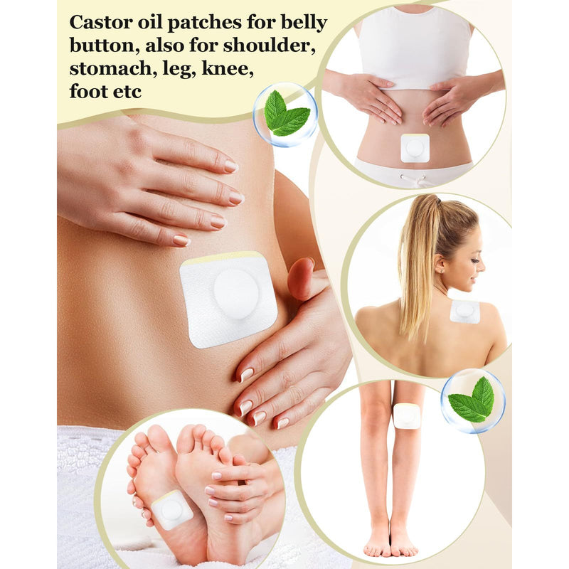 Castor Oil Pack Wrap for Belly Button – 50 Pcs, Disposable Self-Adhesive Patches, Hypoallergenic