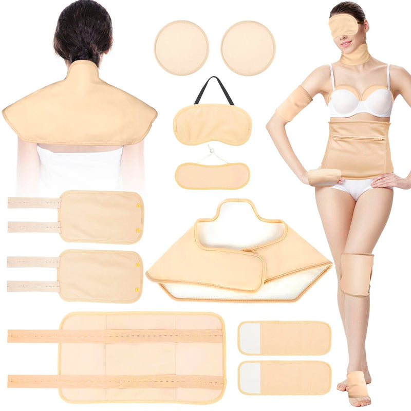 10Pcs Castor Oil Pack Wrap Kit – Organic Cotton, Reusable Castor Oil Packs for Eyes, Shoulders, Neck, Back, Hands, Feet