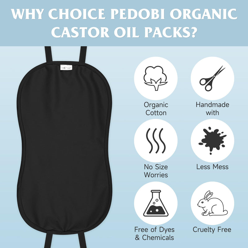 Castor Oil Pack Wrap – Organic Cotton, Reusable Kit for Stomach & Liver Detox (Black)