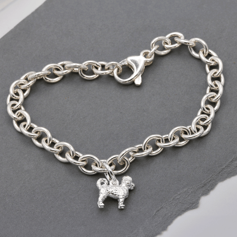 Cavapoo Silver Dog Charm