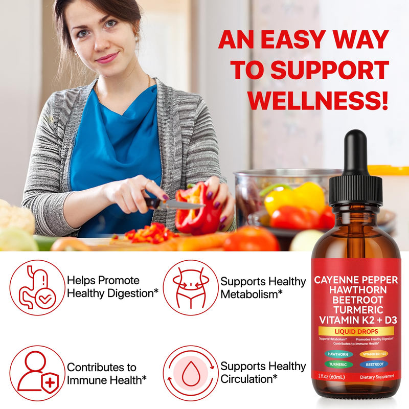 Cayenne Pepper Drops with Hawthorn, Beet Root & Turmeric – Herbal Blend (1 Pack)
