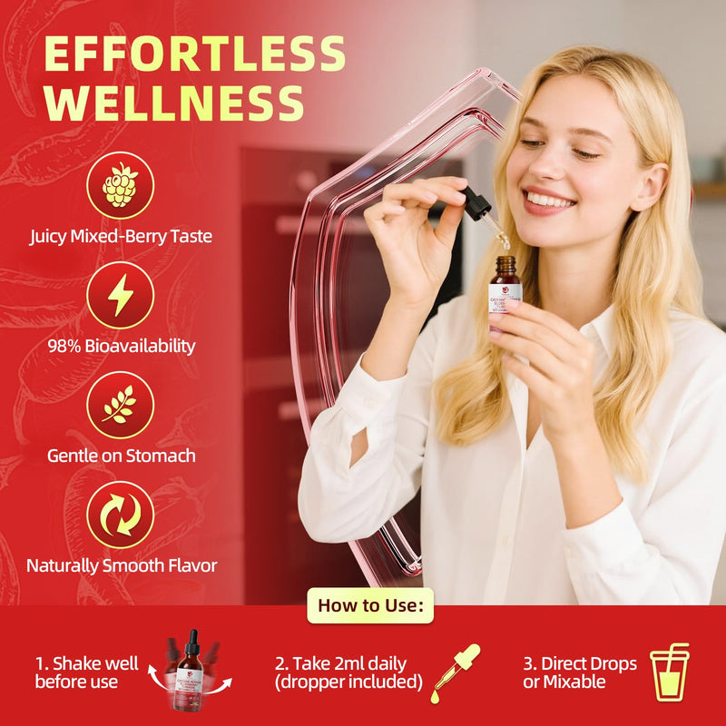 Cayenne Pepper Drops 8-in-1 Complex | Berry Flavor, 2 oz – Elderberry, Turmeric, Ginseng, Vitamin C & B12
