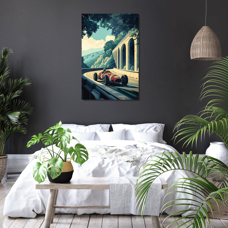 Racing Car Under Bridge Canvas