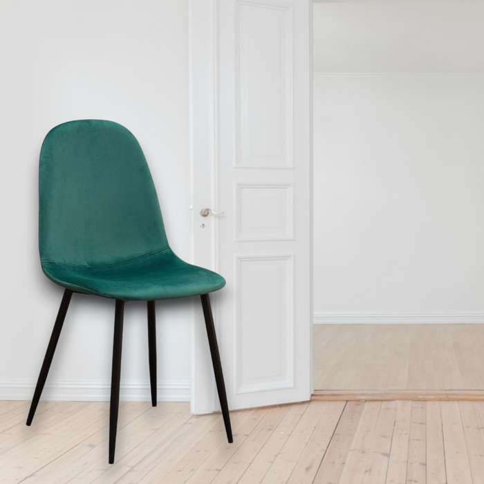 GREEN FABRIC CHAIR BLACK METAL LEGS