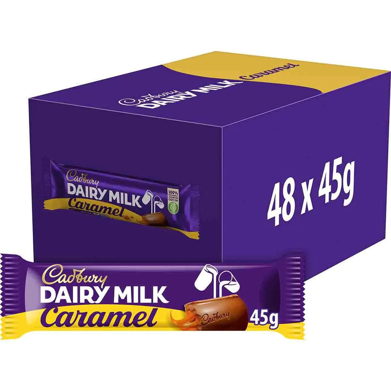 48 x Cadbury Dairy Milk Caramel Chocolate Bar 45G