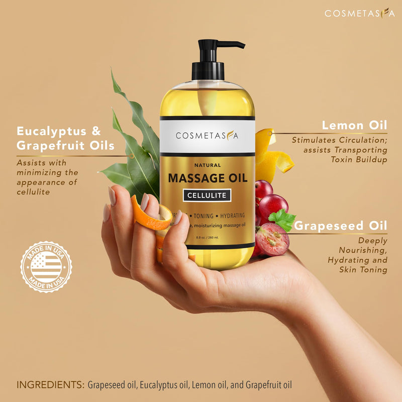 Cellulite Massage Oil, Gel & Mitt – Hot Cream Massage for Firm, Tighten & Moisturize Skin (8.8 oz.)