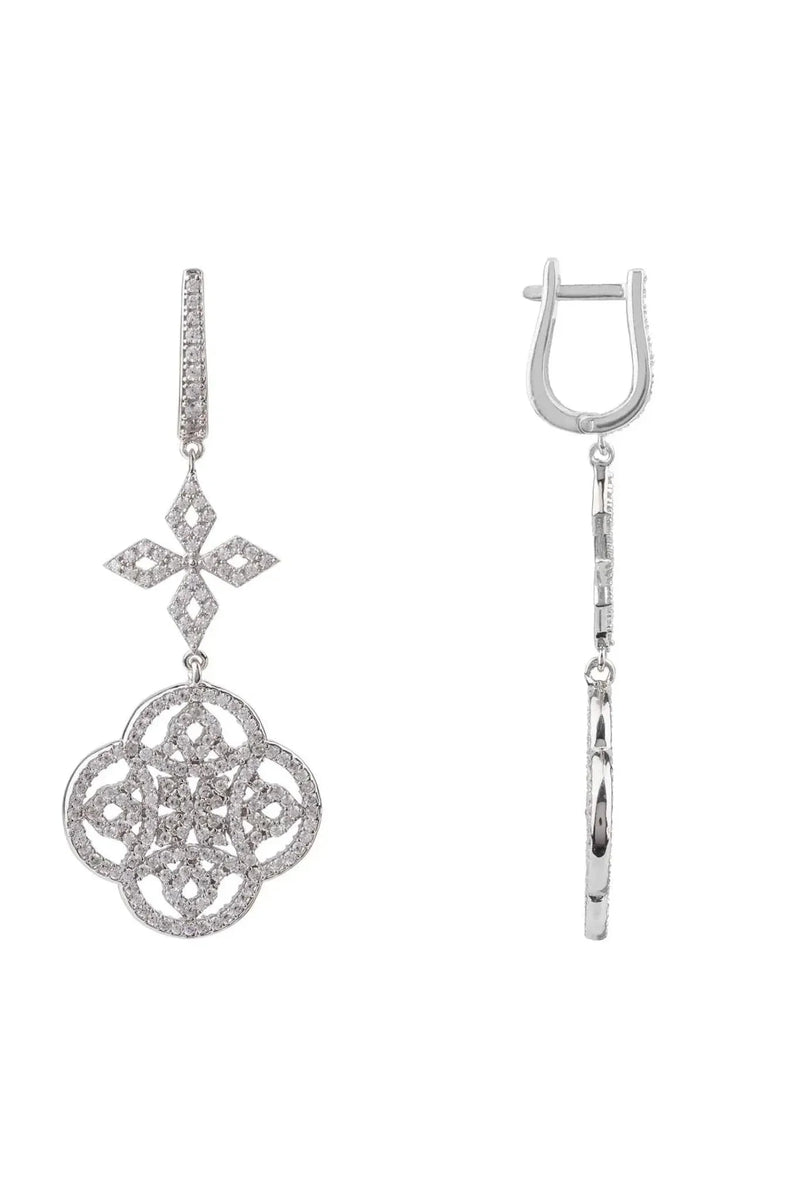 Celtic Knot Clover Drop Earrings Silver