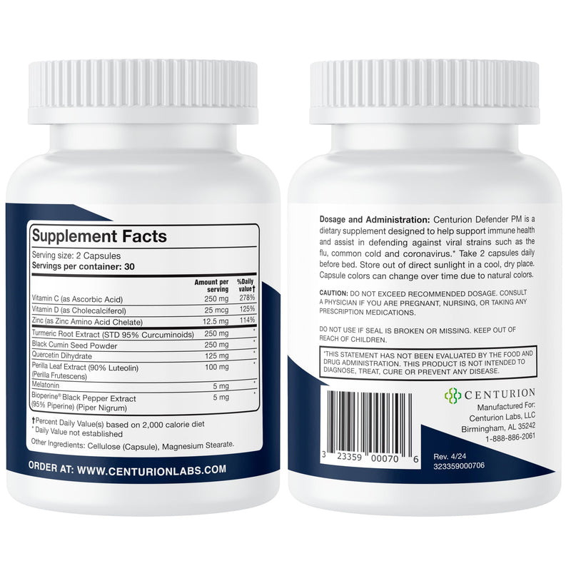 Centurion Defender PM – 9-in-1 Natural Sleep & Immune Support, 60 Caps