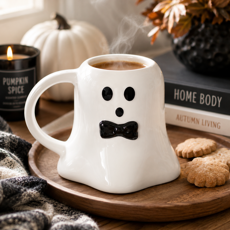 Halloween Ghost Mug With Bow Tie