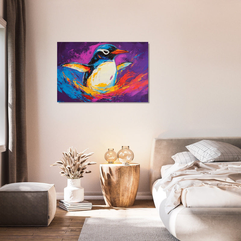 Penguin in Purple Canvas