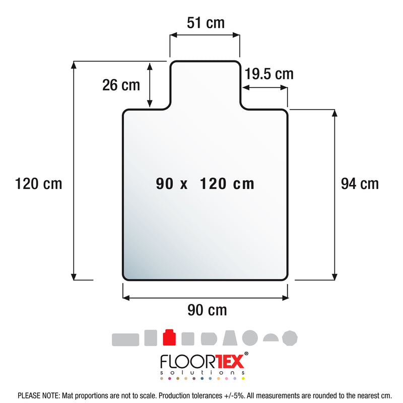 Advantagemat PVC Chair Mat for Hard Floors. Rectangular with Lip - 90 x 120cm