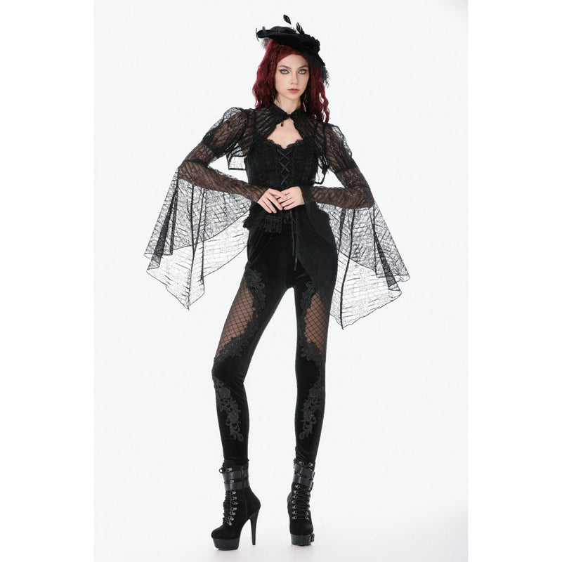Dark in Love Gothic Velvet Mesh Patchwork Leggings