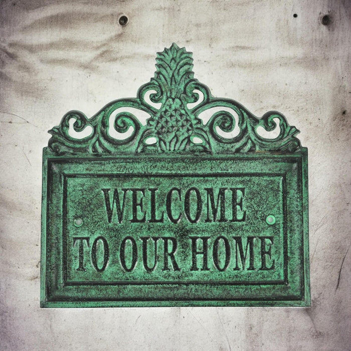 25CM ALUMINIUM GREEN WELCOME SIGN