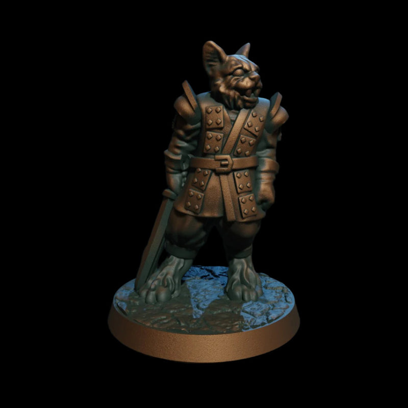 Catfolk With Sword - 3D Printed Miniature for D&D and TTRPG Characters