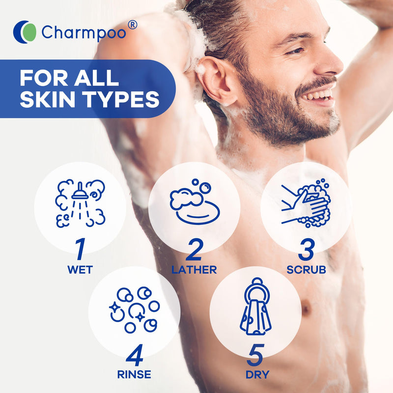 CHARMPOO Antifungal Soap with Tea Tree Oil – 2 Medicated Bars (9 oz total) for Athlete’s Foot, Ringworm & Jock Itch | Daily Skin Care for Women & Men